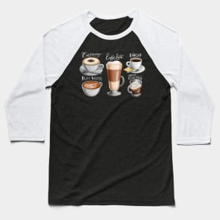 Hand drawn Coffee Drinks Baseball T-Shirt